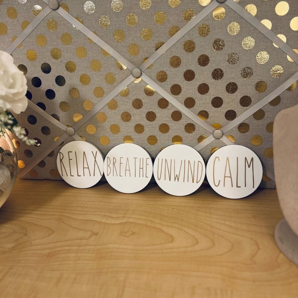Ceramic Coaster Set- (4) Relax/Breathe/Unwind/Calm - Picture 3 of 4